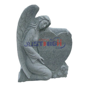 grey granite angle with heart shape headstone