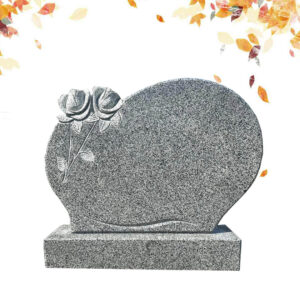 grey granite headstone flower carved-1