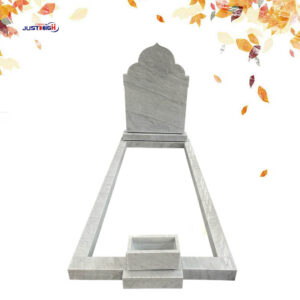 White Marble Muslim Headstone with Full Kerb Set