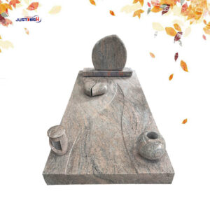 1718-1 Custom-made unique granite headstones with lanterns and vases