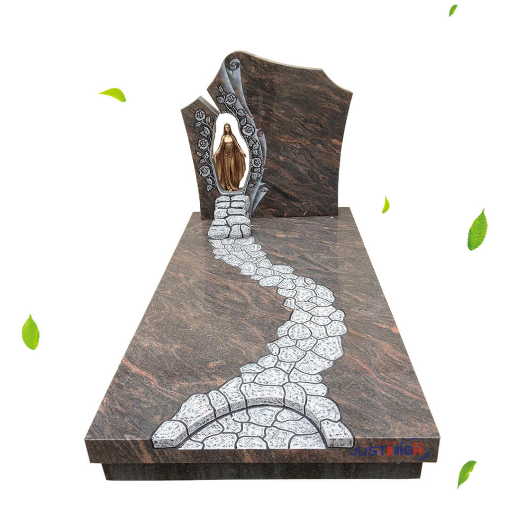 Carving virgin mary status design for gravestone