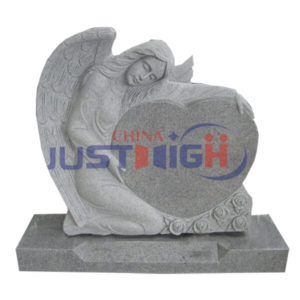 grey color angel heart headstone