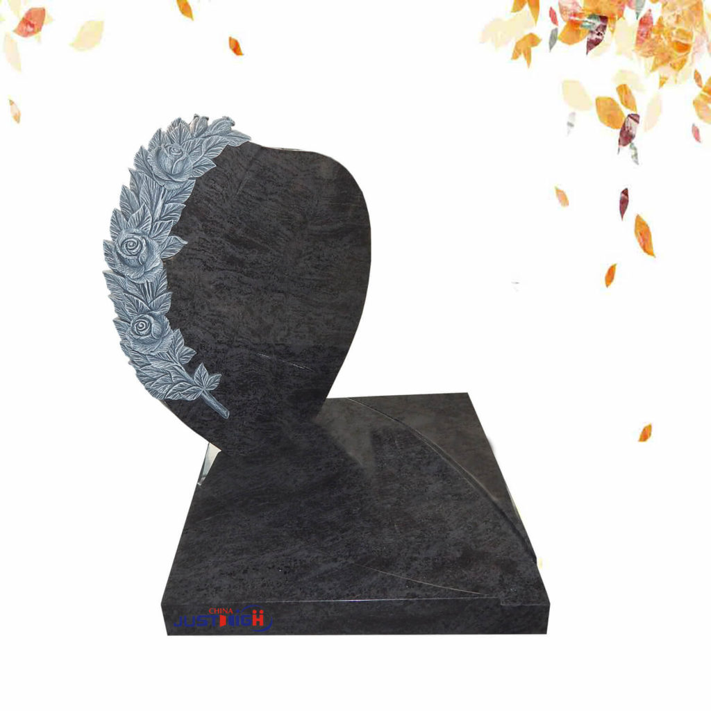 Flower engraving granite cremation headstone
