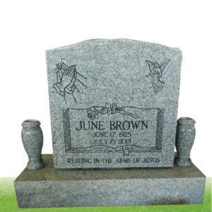 grey color headstone with two vase