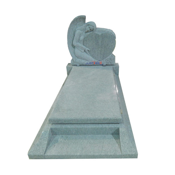angel with heart shape carved granite headstone