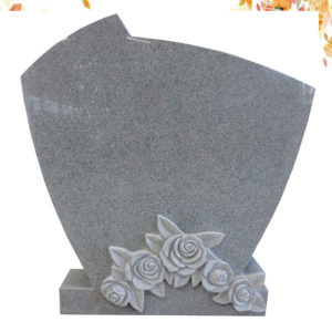 simple high polished flower carved granite headstone