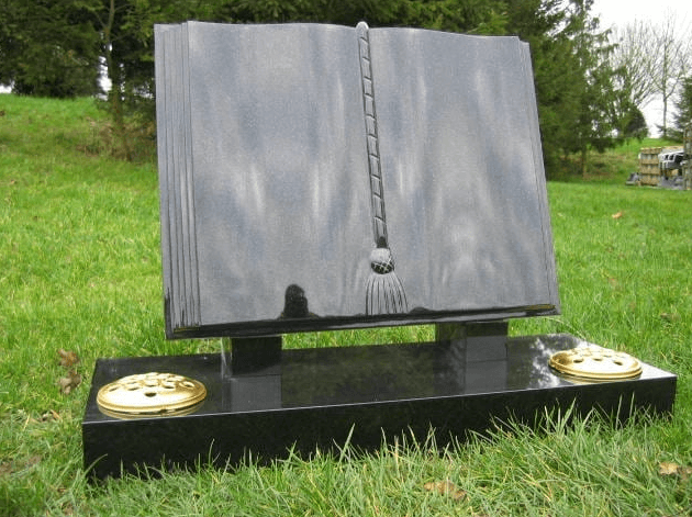 granite open book headstone