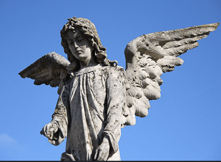 angel tombstone with spread wings