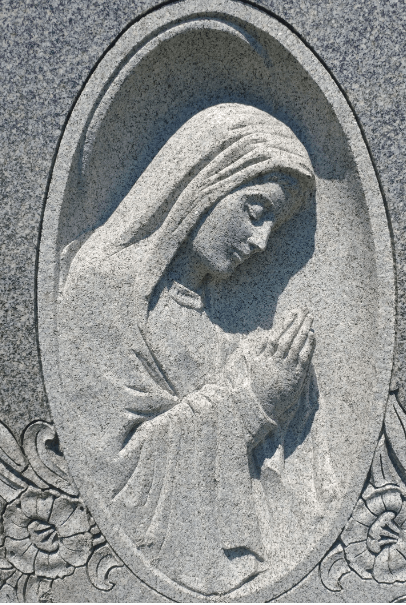 Virgin Mary catholic headstone