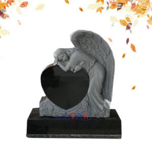 angel with heart shape granite headstone-1