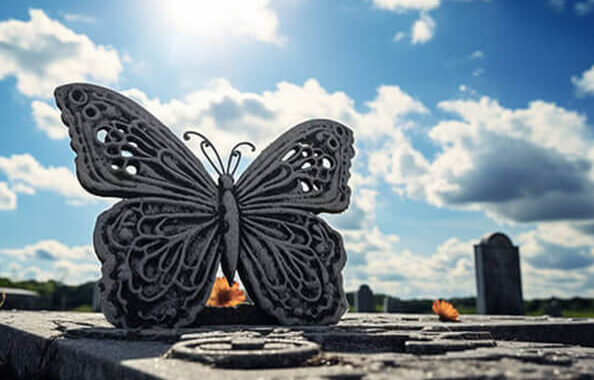 justhigh._Tombstone_with_carved_butterfly_cemetery_blue_sky_and_2