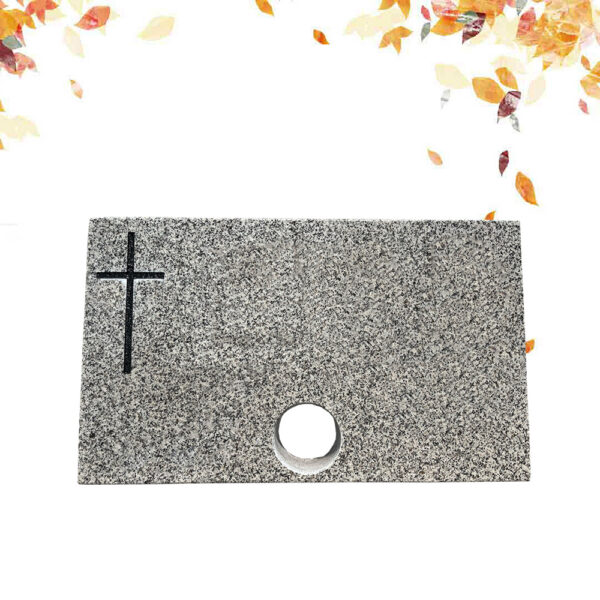 flat granite headstone with cross carved