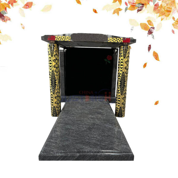 india black and bahama blue granite tombstone.
