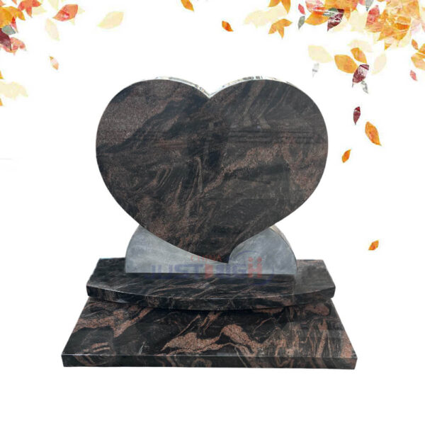 Aurora granite heart shape headstone