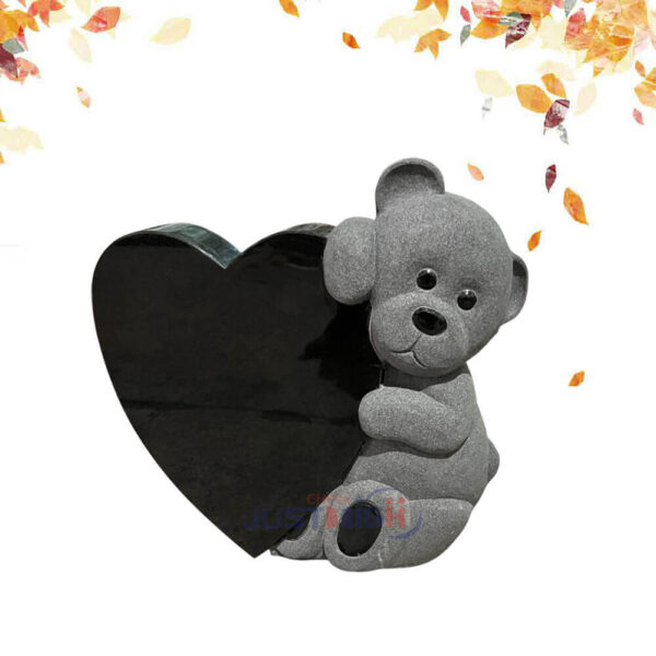 Wholesale Black Bear Hug Heart Granite Children's Tombstone
