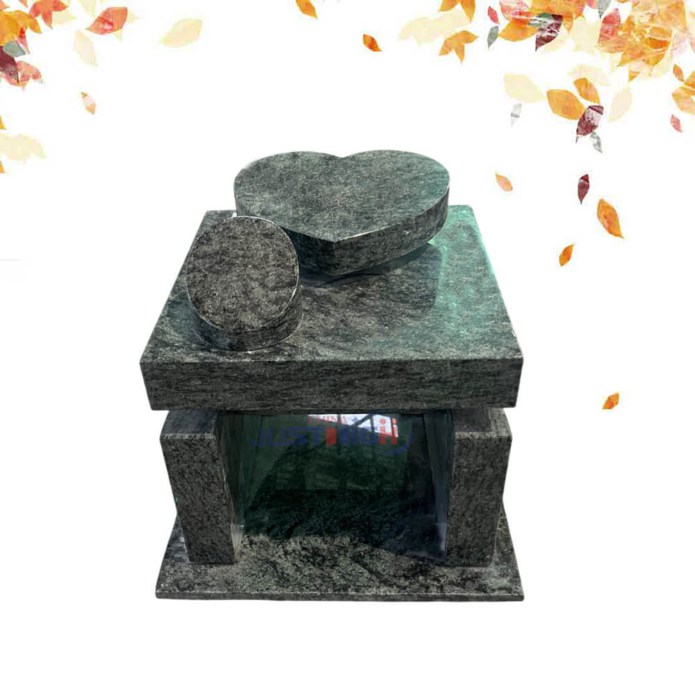 1307-1 Kuppan Green granite heart shape tombstone supplier Kuppan Green granite heart shape tombstone supplier