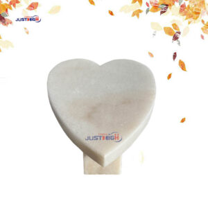 heart shape white marble memorial stone
