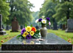 Why should you never touch coins left on a gravestone