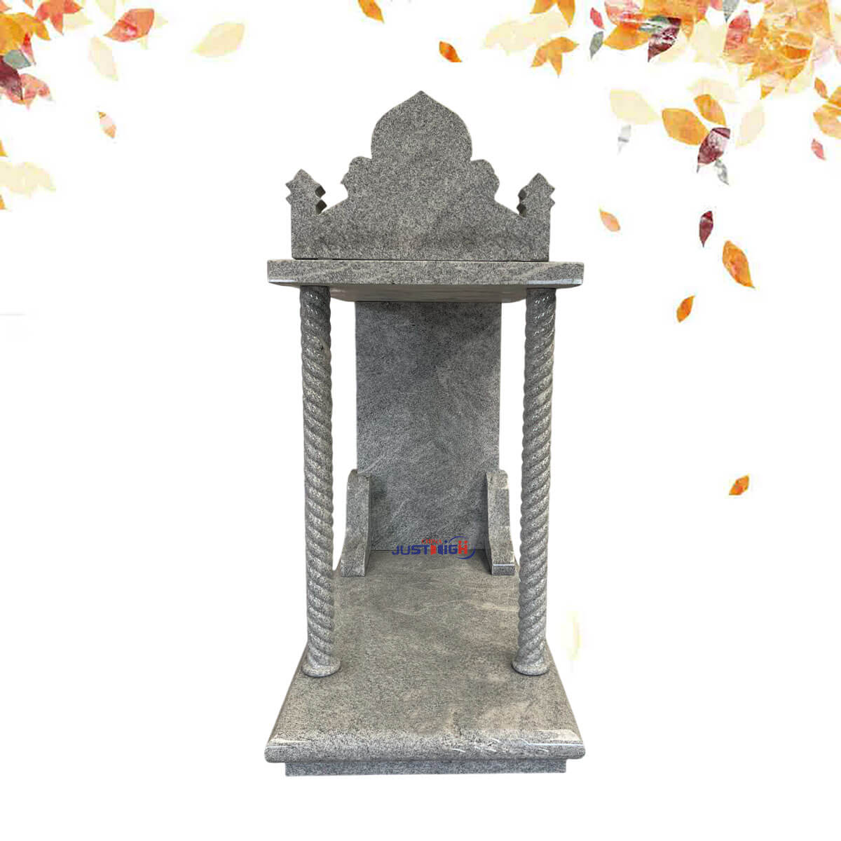 1553-1 Custom Grey Granite Memorial with Rope-Twist Columns 1553-1 Custom Grey Granite Memorial with Rope-Twist Columns