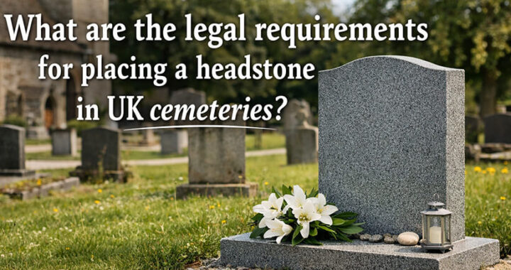 What are the legal requirements for placing a headstone in UK cemeteries