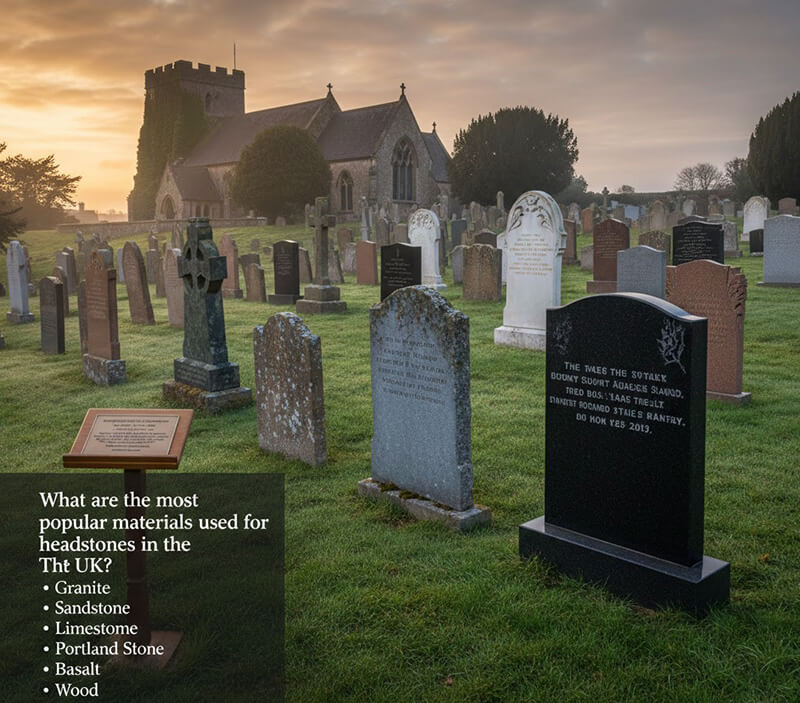 What are the most popular materials used for headstones in the UK2