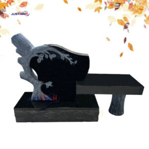 1578-1 india black granite headstone trunk and bench style headstone