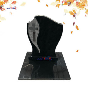 Wholesale India black granite headstone with corss carving