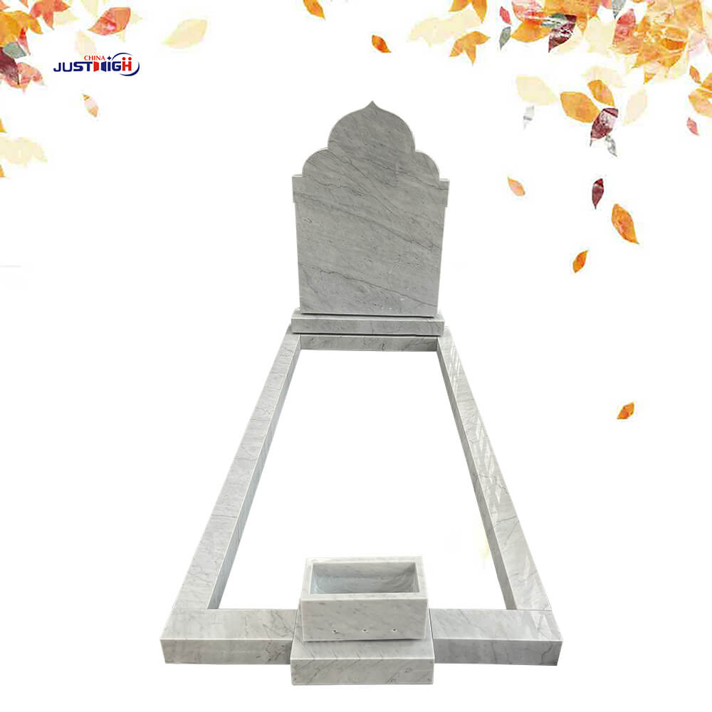 1606-1 Muslim marble tombstone White Marble Muslim Headstone with Full Kerb Set